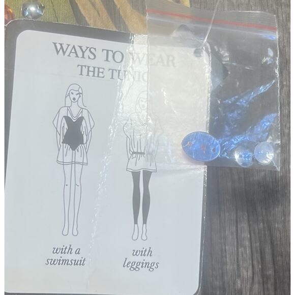 NWT Club Z Collection Large Swim Cover Up Kaftan Dress Floral Animal Beaded - Picture 9 of 10